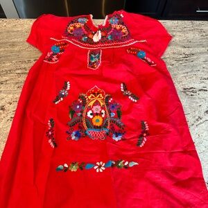 Vibrant Red Embroidered Dress